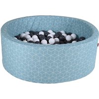 Foto von "Bällebad soft - ""Geo cube neo mint"" - 300 balls grey/creme" türkis