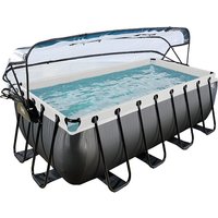 Foto von EXIT Black Leather Pool 400x200x122cm mit Abdeckung und Sandfilterpumpe - schwarz