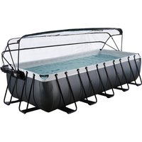 Foto von EXIT Black Leather Pool 540x250x122cm mit Abdeckung und Sandfilter- und Wärmepumpe - schwarz