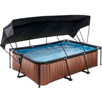 Foto von EXIT Wood Pool 220x150x65cm met Sonnensegel und Filterpumpe - braun