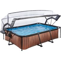 Foto von EXIT Wood Pool 220x150x65cm mit Abdeckung und Filterpumpe - braun