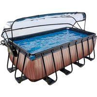 Foto von EXIT Wood Pool 400x200x122cm mit Abdeckung und Sandfilterpumpe - braun