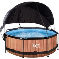 Foto von EXIT Wood Pool ø244x76cm mit Sonnensegel und Filterpumpe - braun