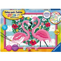 Foto von Malen nach Zahlen - Liebenswerte Flamingos